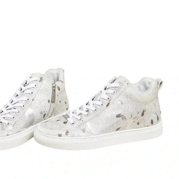 J/Slides Ludlow Metallic Calf Hair High Top Sneakers Women’s 8.5 Platform Luxe - Picture 1 of 10